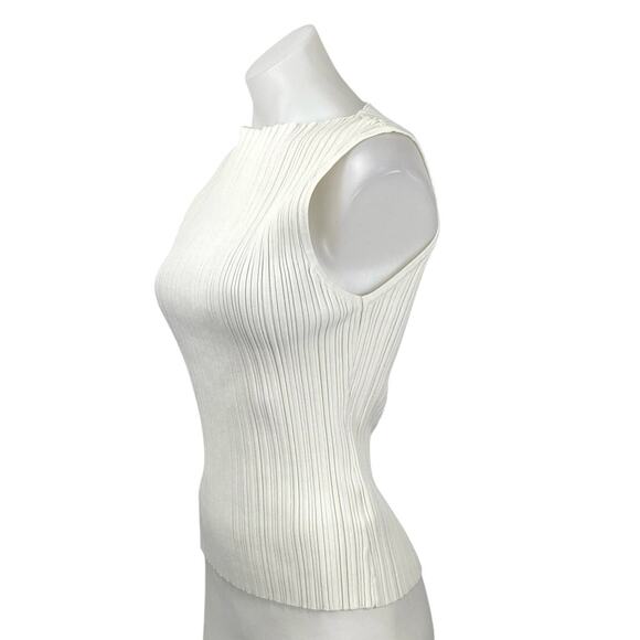 DISSH Women's White Sleeveless Ribbed Knit Boat Neck Cropped Tank Top Size XL - Picture 2 of 5